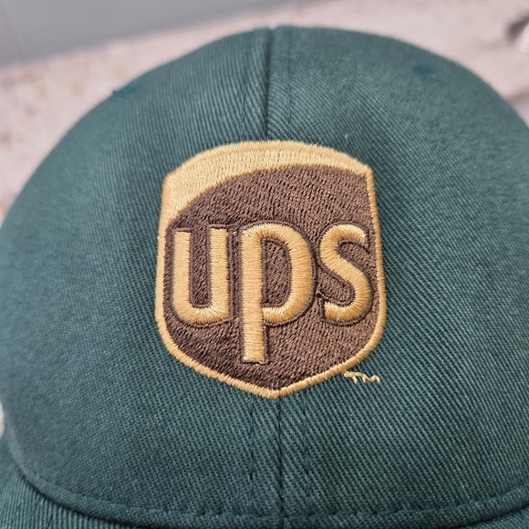 UPS Hat Flexfit L/XL Green Brown Embroidered Logo Baseball Cap - Picture 3 of 9